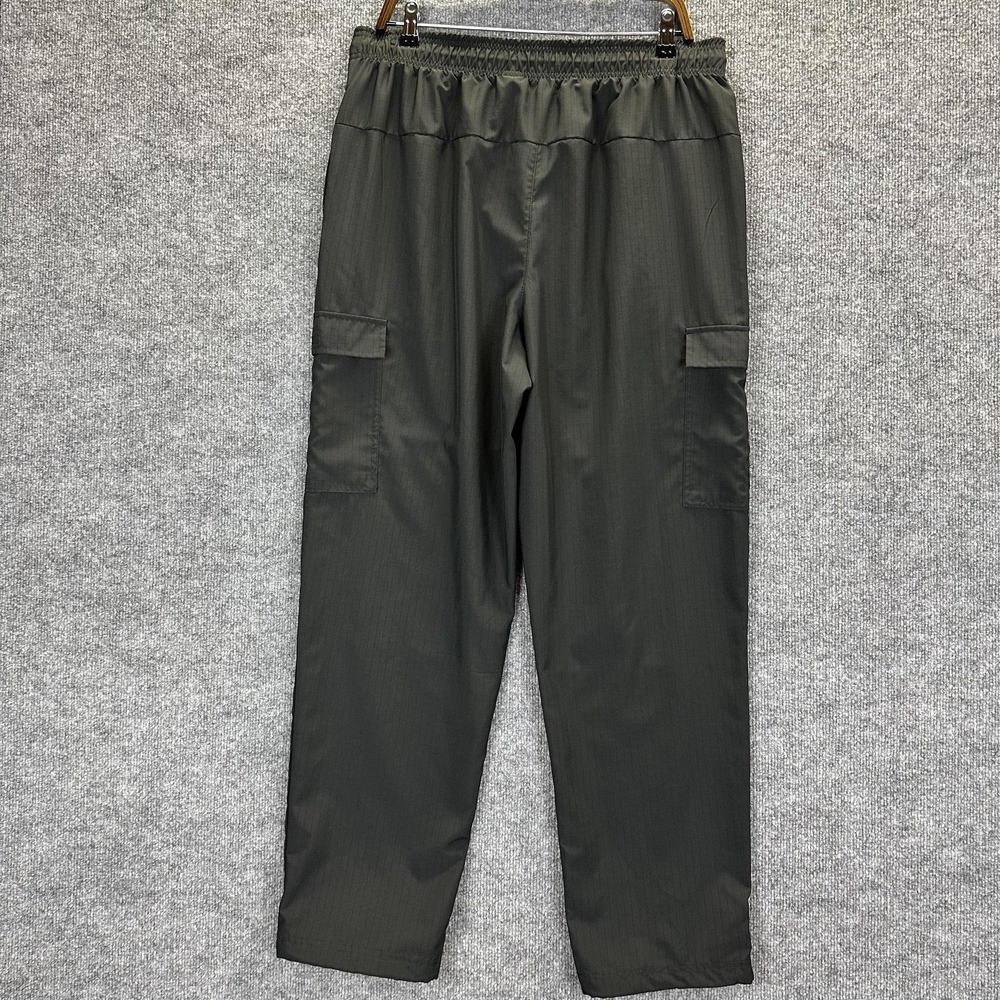 Reebok Track Pants Mens Large Black Cargo Elastic Waist Zip Pockets - Picture 8 of 13